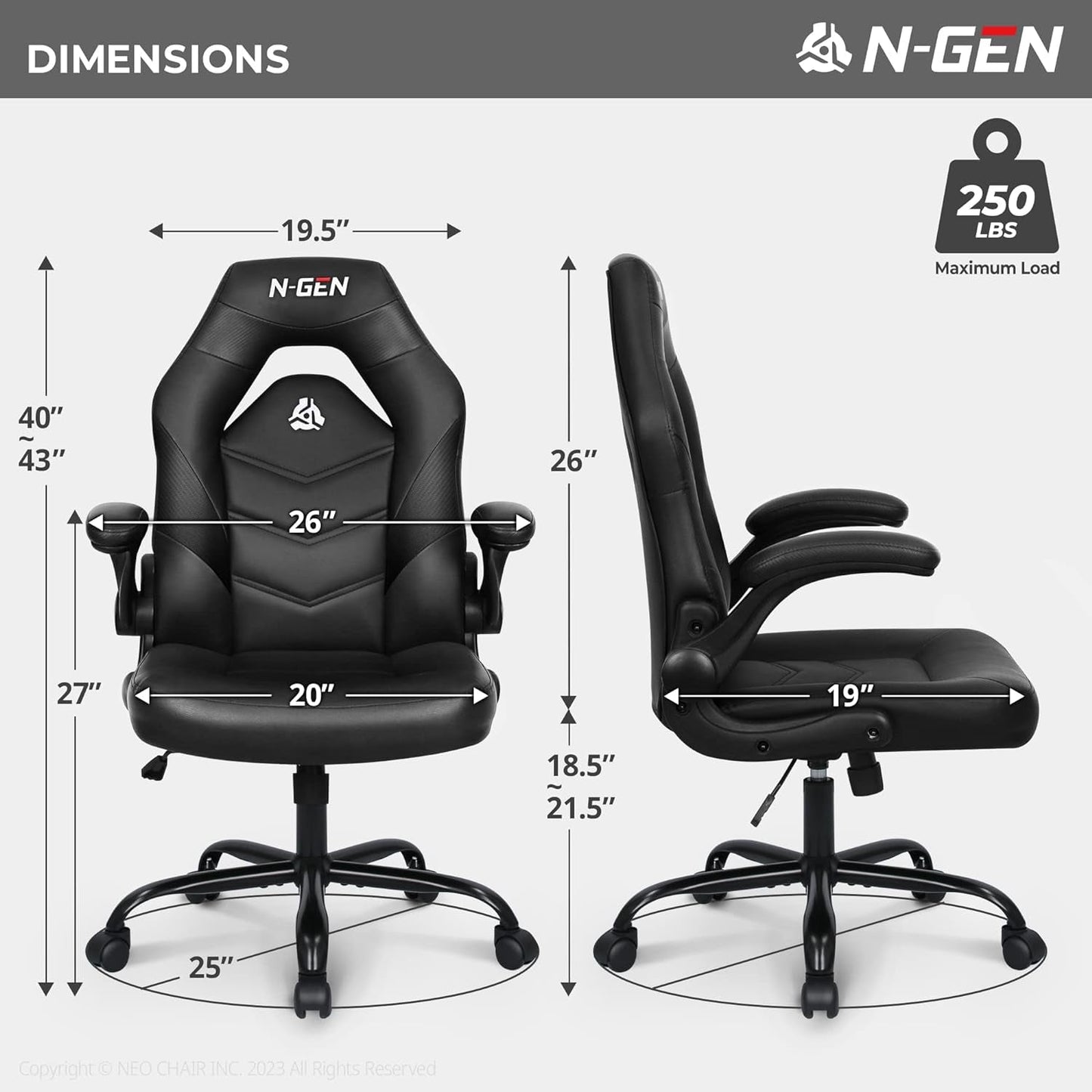 N-GEN Video Gaming Computer Chair Ergonomic Office Chair Desk Chair