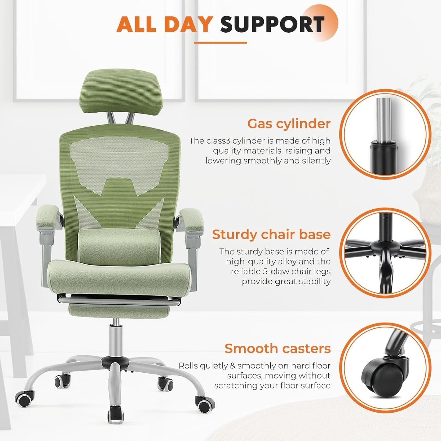 Office Computer Desk Chair, Ergonomic High-Back Mesh Rolling Work