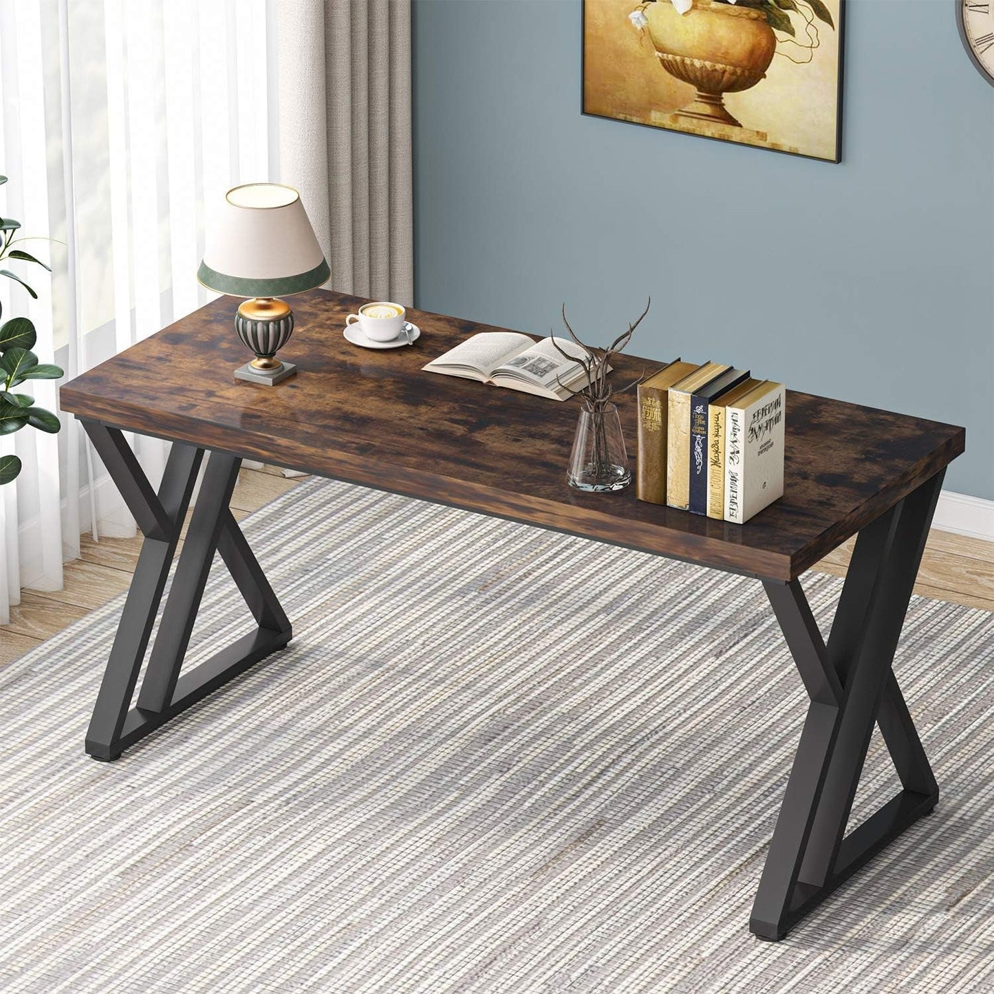 55 Inch Large Simple Industrial Computer Desk Study Writing Table Home
