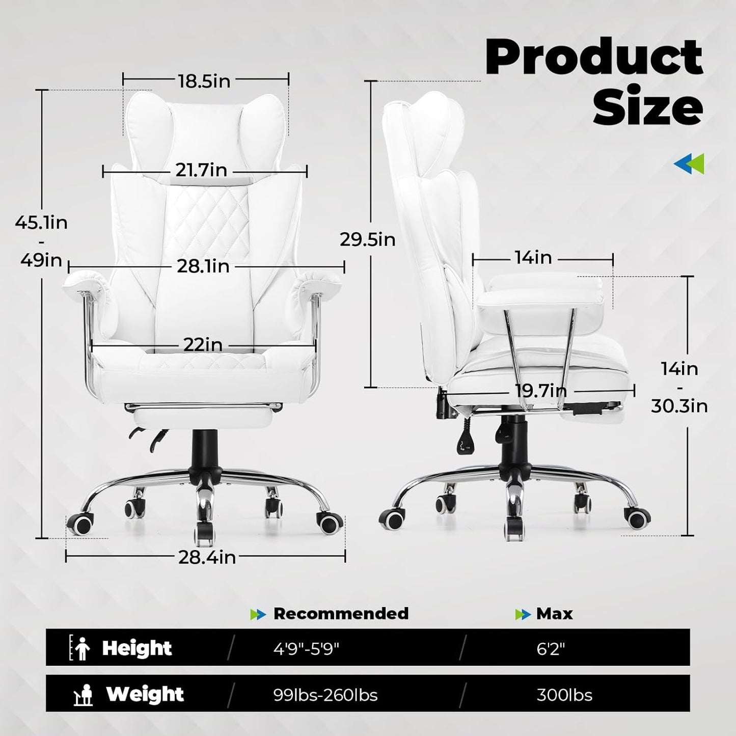 Big and Tall Gaming Chair with Pocket Spring Lumbar Support, Ergonomic