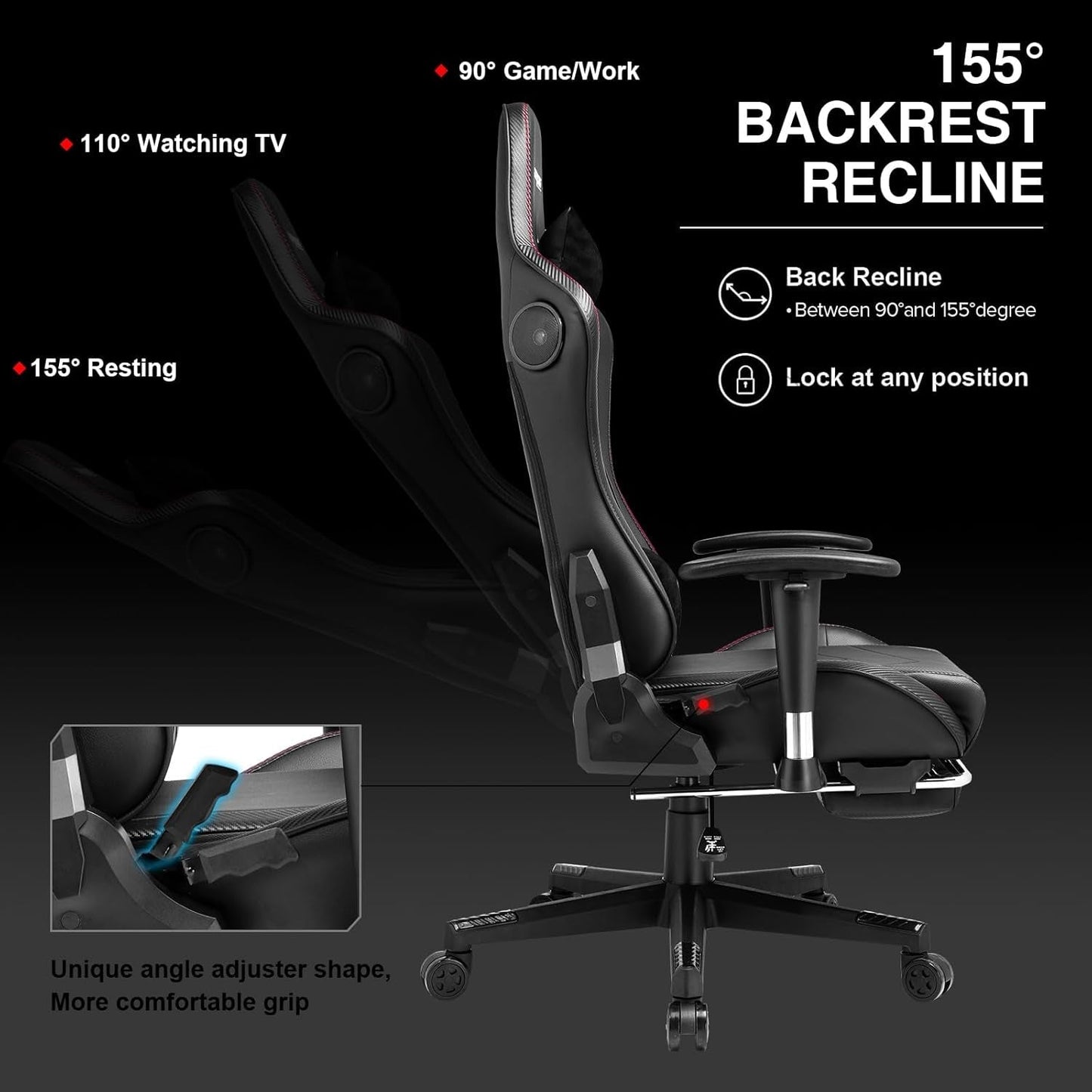 GTRacing Gaming Chair with Footrest and Speakers