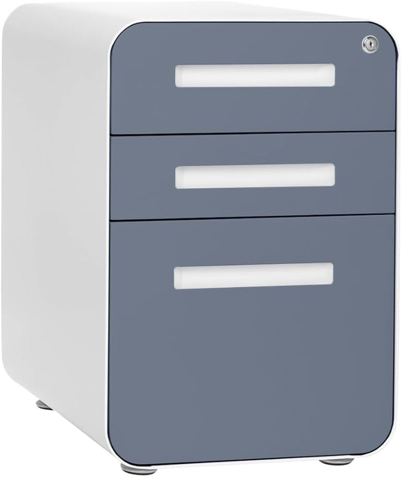 Stockpile 3 Drawer File Cabinet with Lock - under Office Desk Metal
