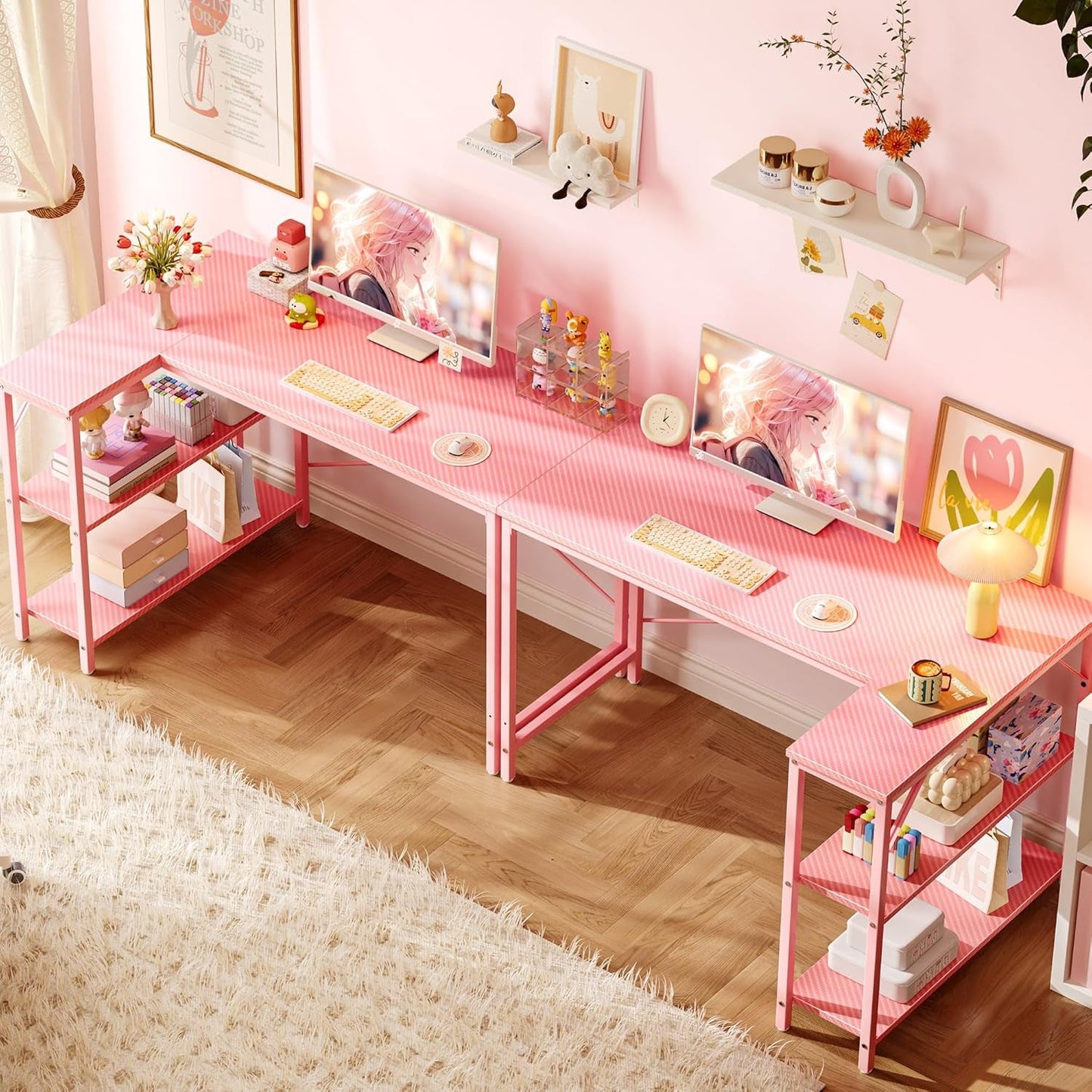 L Shaped Desk, 47 Inches Computer Desk with Reversible Storage
