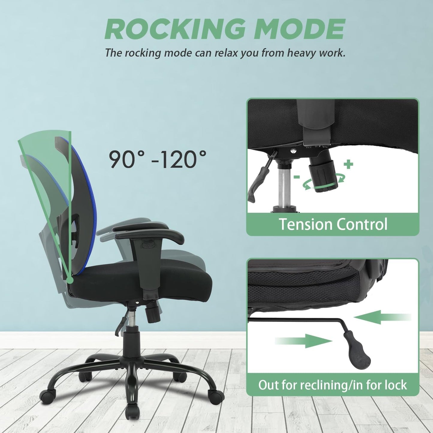 Big and Tall Office Chair 400Lbs Desk Chair Mesh Computer Chair with