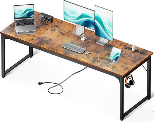 71 Inch Computer Desk with USB Ports, Large Office Desk, Long Study