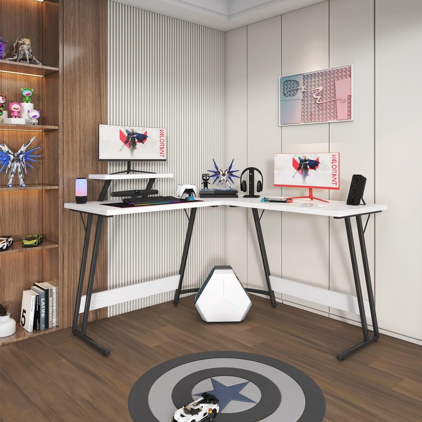 L Shaped Gaming Desk Computer Corner Desk PC Gaming Desk Table with