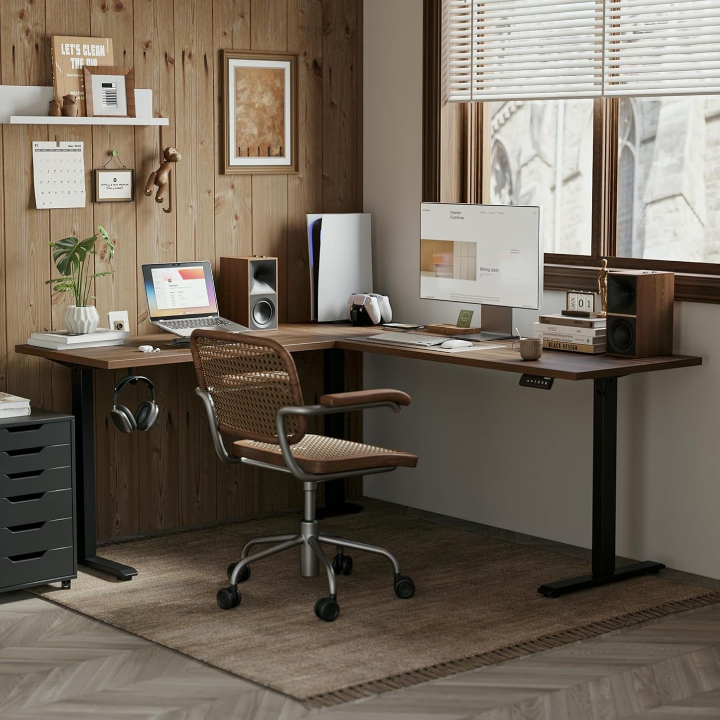 L Shaped Standing Desk Adjustable Height, Electric Corner Standing