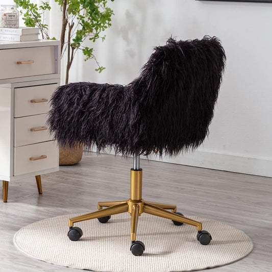 KCC Soft Faux Fur Swivel Chair for Home Office