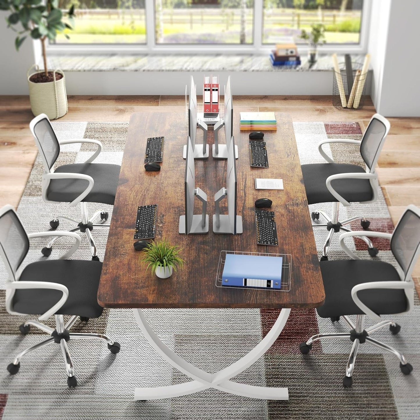 Executive Desk, 63” W X 31.5” D Large Office Desk, Modern Computer