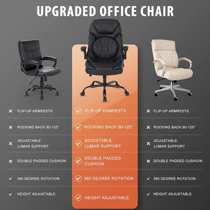 Ergonomic Executive Office Chairs with Lumbar Support, PU Leather Home