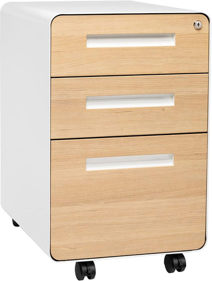 Stockpile 3 Drawer File Cabinet with Lock - under Office Desk Metal