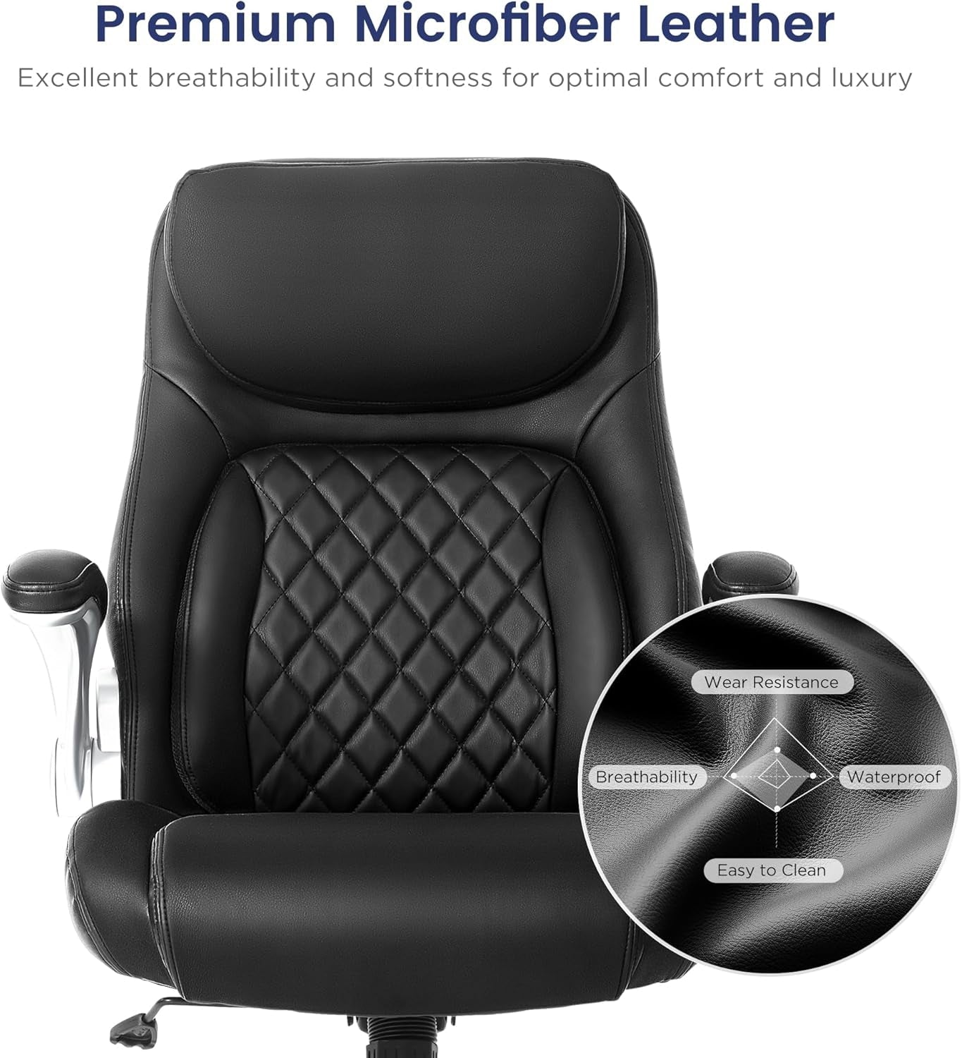 Ergonomic Office Chair Premium Microfiber Leather Adjustable Lumbar
