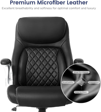 Ergonomic Office Chair Premium Microfiber Leather Adjustable Lumbar