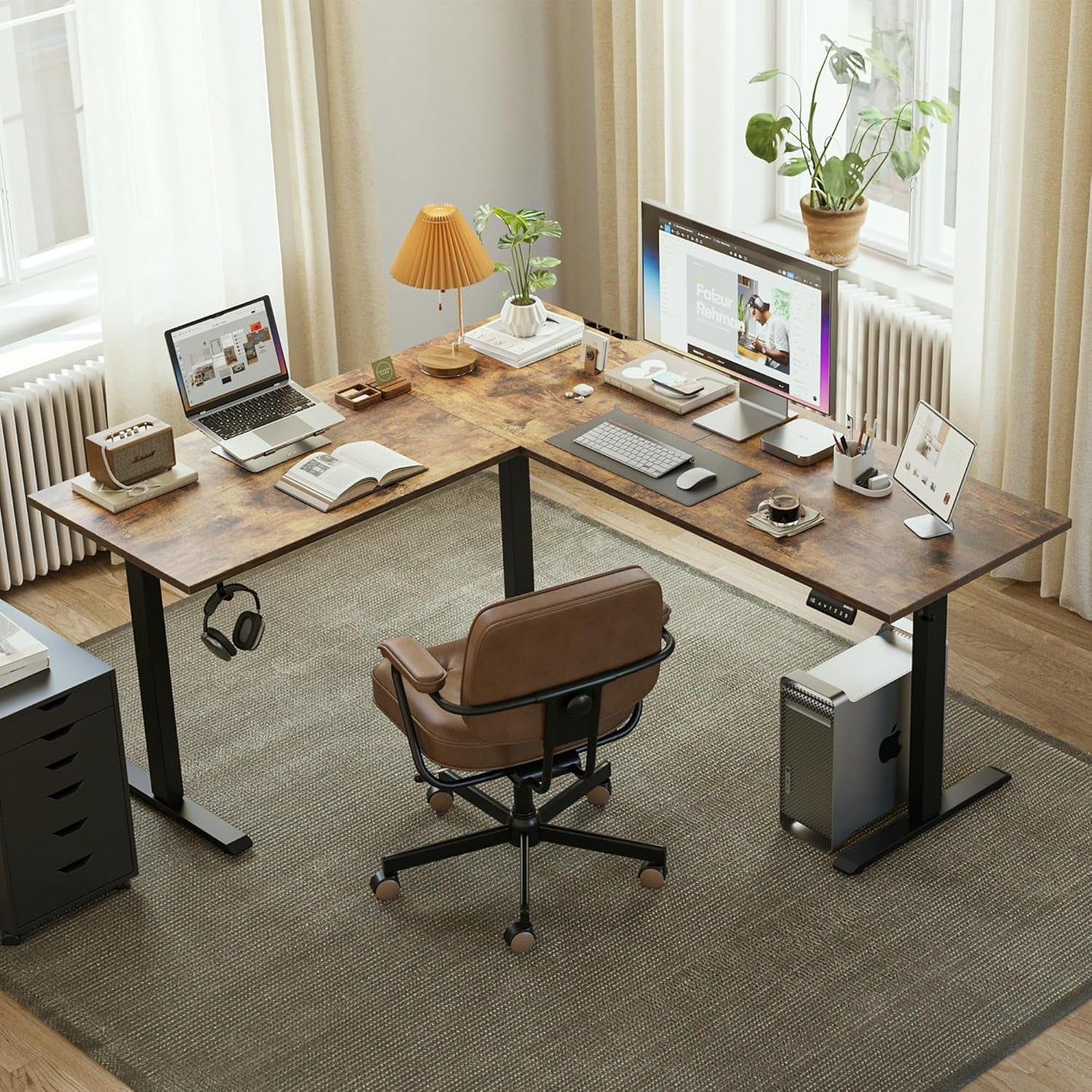 L Shaped Standing Desk Adjustable Height, Electric Corner Standing