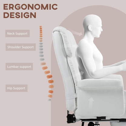 HOMCOM Executive Office Chair with Footrest and Lumbar Support, PU Leather