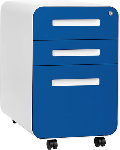 Stockpile 3 Drawer File Cabinet with Lock - under Office Desk Metal