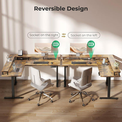 Electric L Shaped Standing Desk, 59 Inch Height Adjustable Stand up