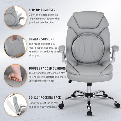 Ergonomic Executive Office Chairs with Lumbar Support, PU Leather Home