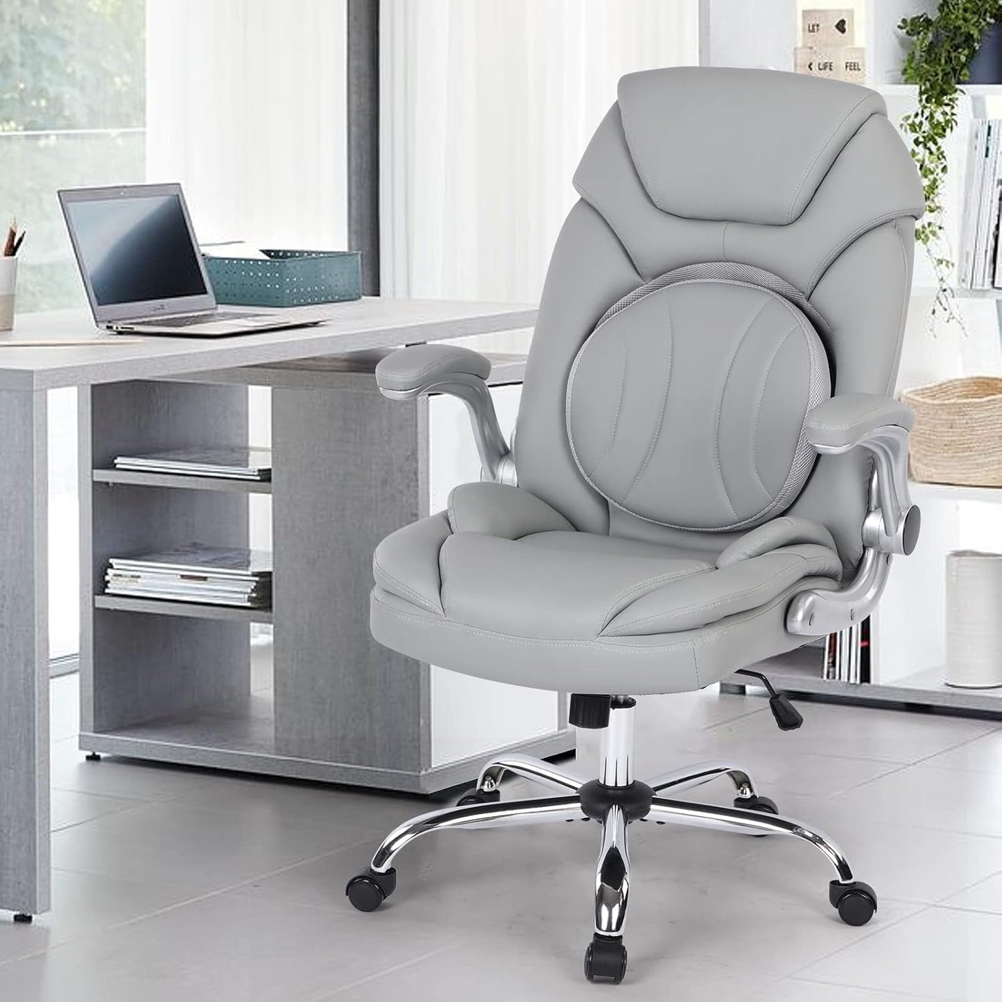 Ergonomic Executive Office Chairs with Lumbar Support, PU Leather Home