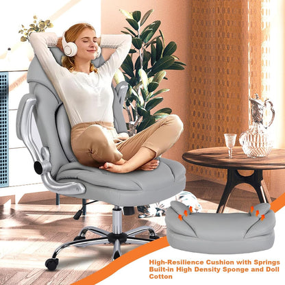 Ergonomic Executive Office Chairs with Lumbar Support, PU Leather Home