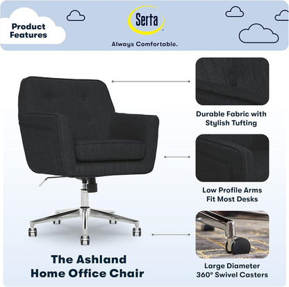 Serta Office Desk Chair with Button Tufted Back, Memory Foam