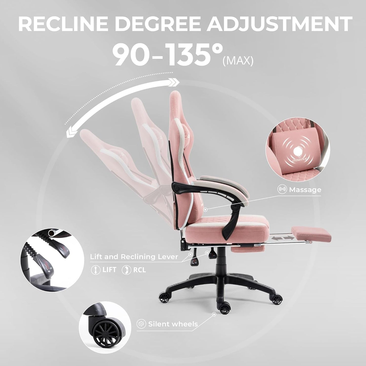 DOWINX Gaming Chair Breathable Fabric Computer Chair with Pocket Spring