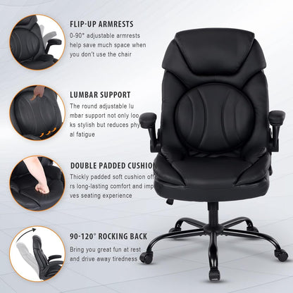 Ergonomic Executive Office Chairs with Lumbar Support, PU Leather Home