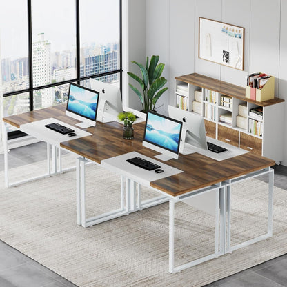 L-Shaped Executive Desk with Reversible File Cabinet, 63" Office Desk