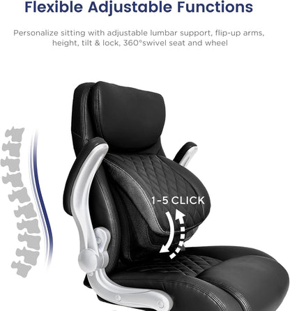 Ergonomic Office Chair Premium Microfiber Leather Adjustable Lumbar