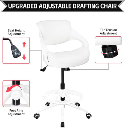 Ergonomic Drafting Chair,Standing Computer Desk Chair,Foot Ring,Lumbar