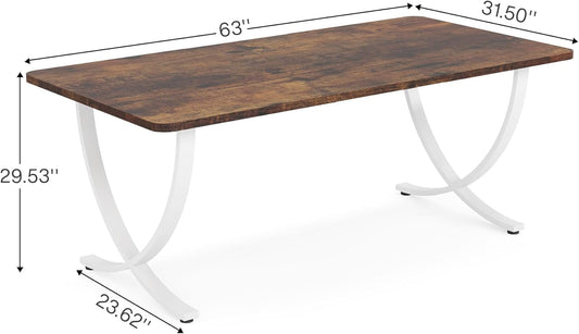 Executive Desk, 63” W X 31.5” D Large Office Desk, Modern Computer