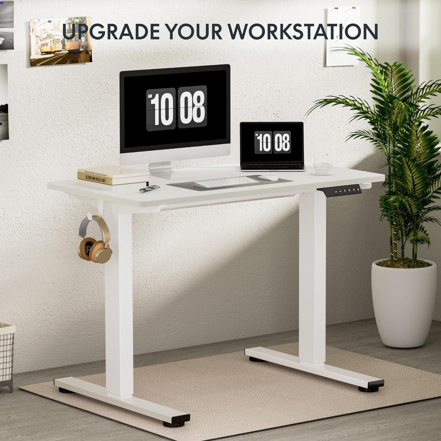 EN1 Whole-Piece White Standing Desk 48 X 24 Inches Desk Board Electric