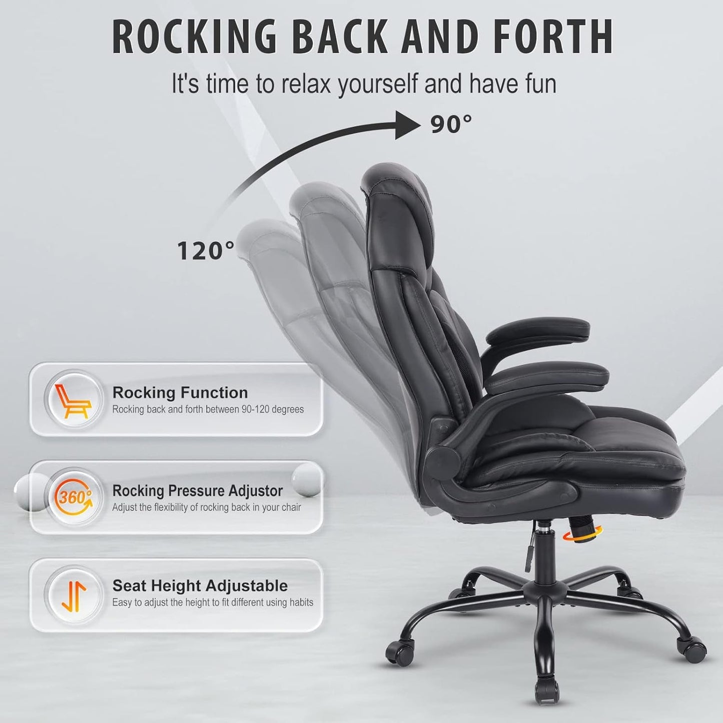 Ergonomic Executive Office Chairs with Lumbar Support, PU Leather Home