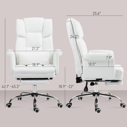 HOMCOM Executive Office Chair with Footrest and Lumbar Support, PU Leather
