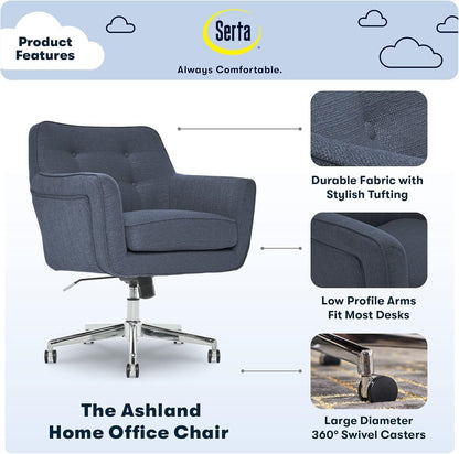 Serta Desk Chair with Button Tufted Mid-Back, Memory