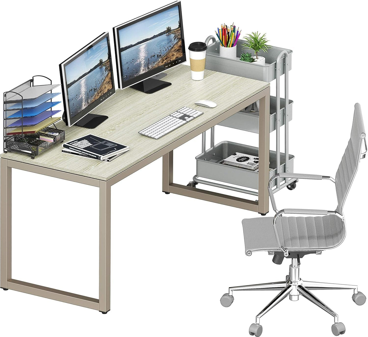 Home Office 55-Inch Large Computer Desk, Maple