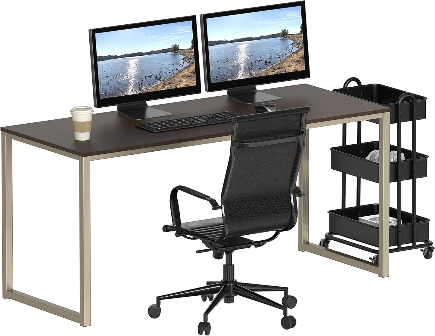 Home Office 55-Inch Computer Desk, 24" Deep, Espresso