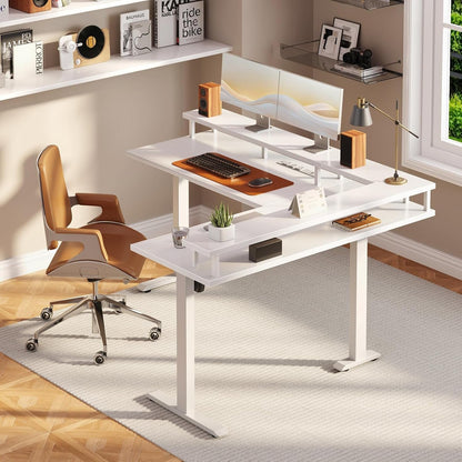 Electric L Shaped Standing Desk, 59 Inch Height Adjustable Stand up