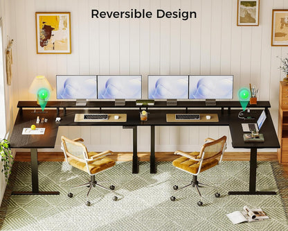 Electric L Shaped Standing Desk with Monitor Stand, 59 Inch Height
