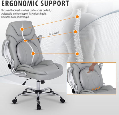 Ergonomic Executive Office Chairs with Lumbar Support, PU Leather Home