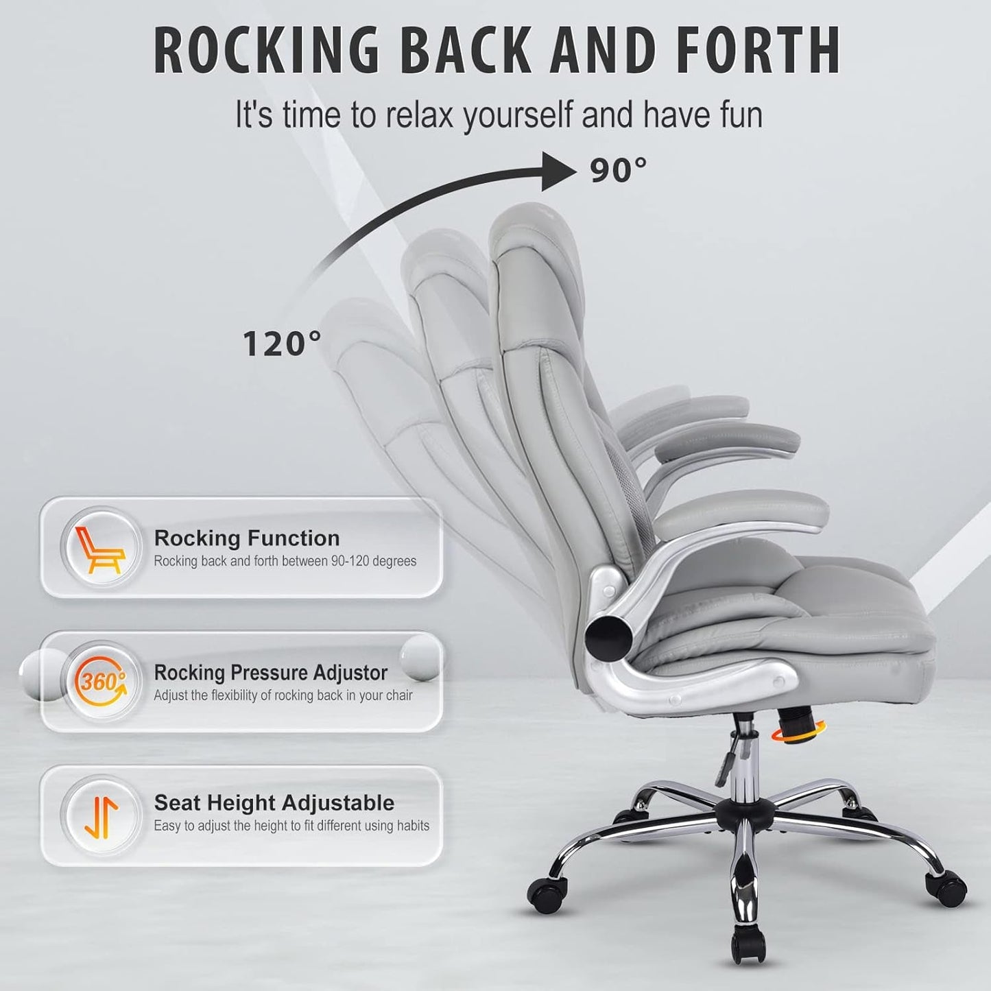 Ergonomic Executive Office Chairs with Lumbar Support, PU Leather Home