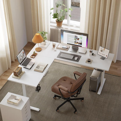 L Shaped Standing Desk Adjustable Height, Electric Corner Standing