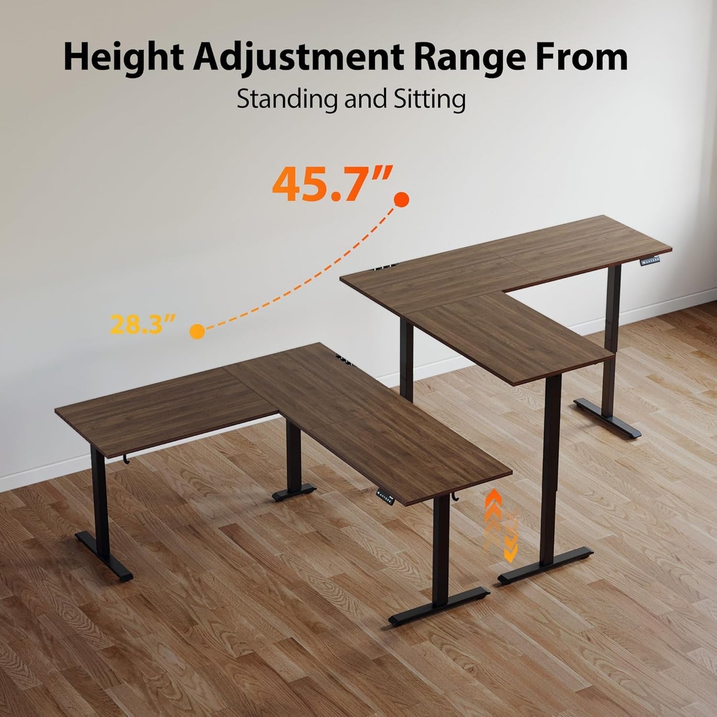 L Shaped Standing Desk Adjustable Height, Electric Corner Standing