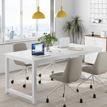 Large White Executive Office Desk 63 Inch
