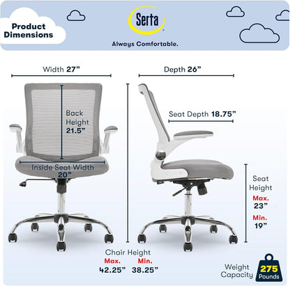 Serta Creativity Ergonomic Mesh Office Chair, Computer Desk Chair,