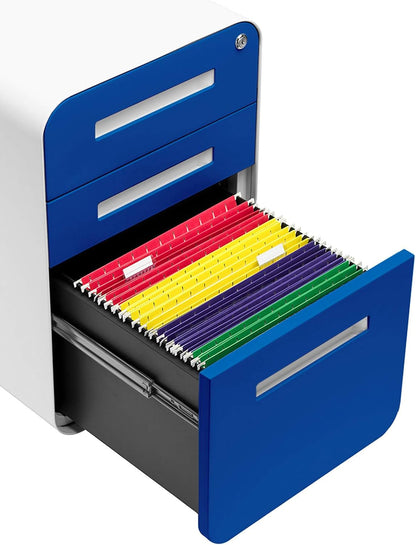 Stockpile 3 Drawer File Cabinet with Lock - under Office Desk Metal