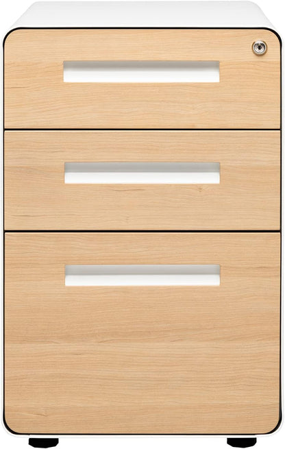 Stockpile 3 Drawer File Cabinet with Lock - under Office Desk Metal