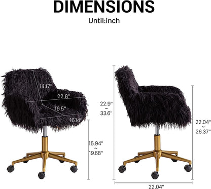 KCC Soft Faux Fur Swivel Chair for Home Office