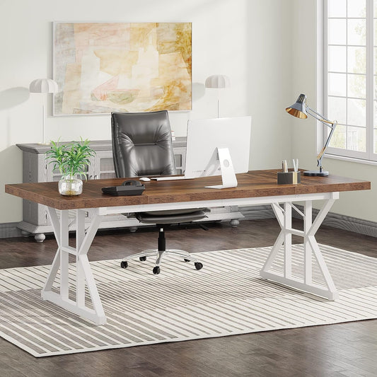 70.8-Inch Executive Desk, Large Computer Office Desk Workstation,