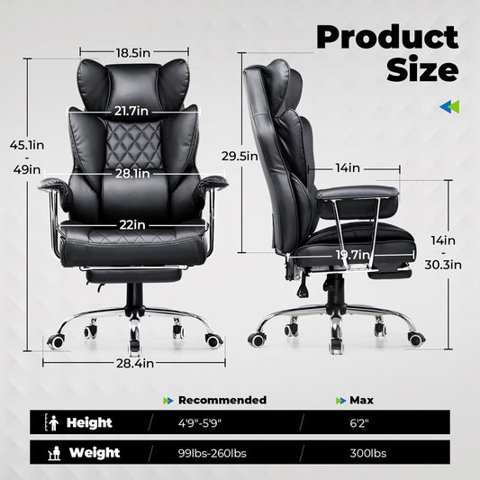 Big and Tall Gaming Chair with Pocket Spring Lumbar Support, Ergonomic